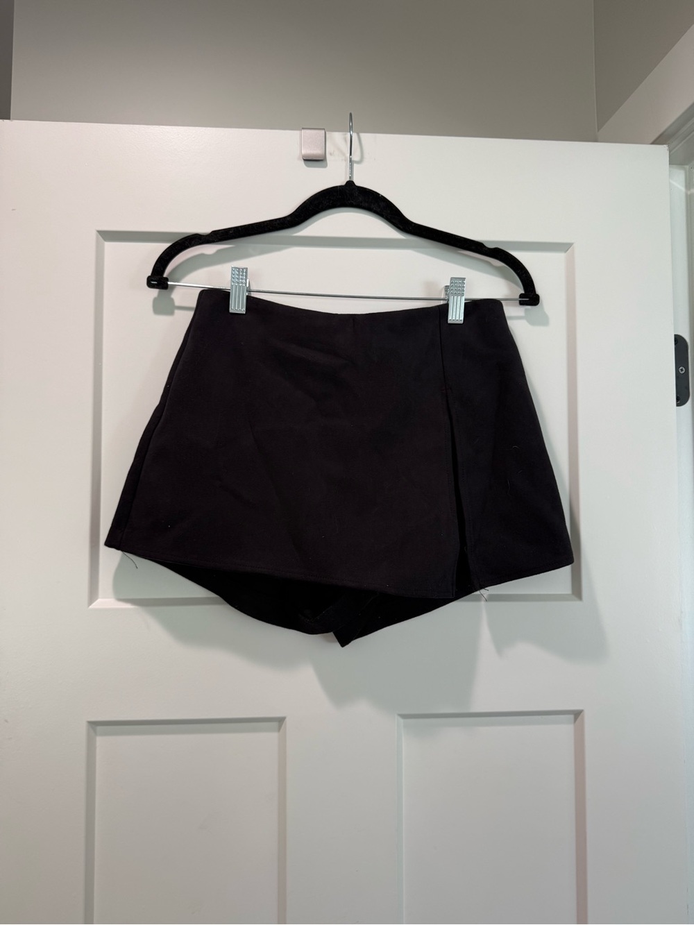 Black Mini Skort with Wrap-Front Design